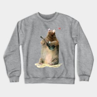 Bear & Guitar: Peaceful Watercolor Serenade Crewneck Sweatshirt